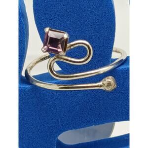 Sexy Purple Crystal Rhinestone Toe Ring Adjustable Size Sterling Silver Gift Box